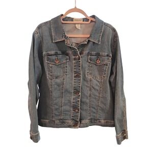 Jessica London Stretch Denim Jean Jacket Women's Size 12 Classic‎ Trucker Style